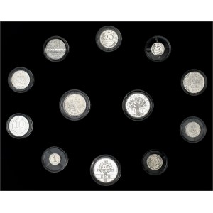Ve République (1958 to present). Boxed set of 12 silver piéforts, 5 normal blanks and 7 burnished blanks (PROOF) 1987, Pessac.