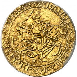 Bretaň, François I. (1442-1450), Zlatý štít s rytířem nebo florénem s jezdcem ND, R, Rennes.