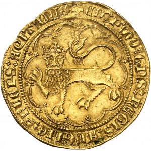 Akvitánie, Eduard IV., Černý princ (1362-1372). Zlatý leopard ND (1350), Bordeaux.