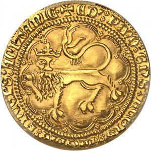 Akwitania, Edward IV, Czarny Książę (1362-1372). Współczesna moneta Złoty Lampart Czarnego Księcia Akwitanii [1350] (ok. 1972), Monnaie de Paris dla NI (Numismatique Internationale).