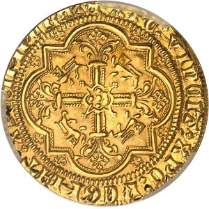 Akvitánia, Eduard IV., Čierny princ (1362-1372). Moderná razba zlatého leoparda Čierneho princa, vojvodu Akvitánskeho [1350] (cca 1972), Monnaie de Paris pre NI (Numismatique Internationale).