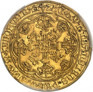 Henrich VI. anglický (1422-1453). Šľachtické zlato, 1. emisia s ND anjelom (1422-1430), Londýn.