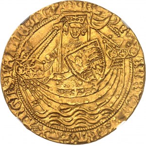 Henri VI d'Angleterre (1422-1453). Noble d’or, 1ère émission à l’annelet ND (1422-1430), Londres.