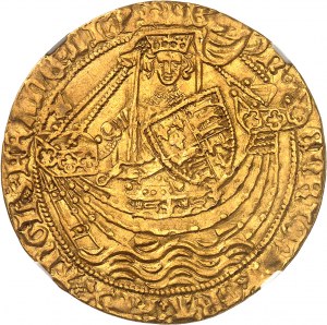 Henri VI d'Angleterre (1422-1453). Noble d’or, 1ère émission à l’annelet ND (1422-1430), Londres.
