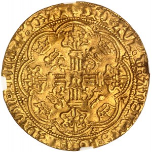 Henrich VI. anglický (1422-1453). Šľachtické zlato, 1. emisia s ND anjelom (1422-1430), Londýn.