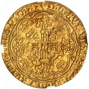 Enrico VI d'Inghilterra (1422-1453). Nobile d'oro, prima emissione con annullo ND (1422-1430), Londra.