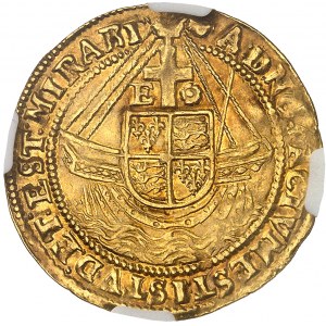 Elisabetta I (1558-1603). Angelo d'oro, 6° emissione ND (1592-1595), Londra.