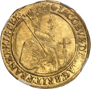 Giacomo I (1603-1625). Unità d'oro del valore di 20 scellini, busto del 4° ND (1606-1607), Londra.