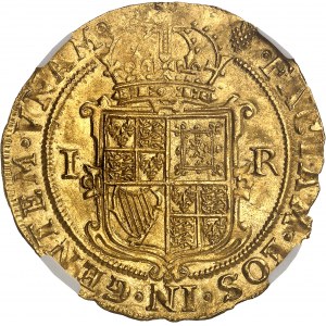 Jacques Ier (1603-1625). Unité d’or valant 20 shillings, 4e buste ND (1607), Londres.