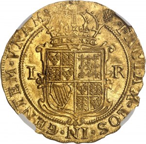 Jakub I. (1603-1625). Jednotka zlata v hodnotě 20 šilinků, 4. poprsí ND (1607), Londýn.