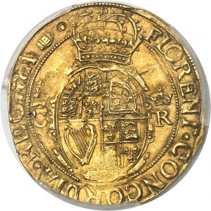 Karel I. (1625-1649). Jednotka zlata v hodnotě 20 šilinků ND (1636-1638), Tower of London.