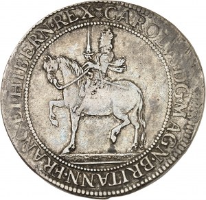Škótsko, Karol I. (1625-1649). Minca v hodnote 60 šilingov, 3. emisia Briota ND (1637-1642), Edinburgh.