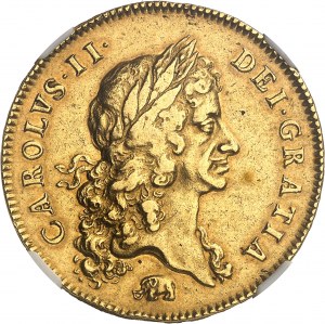 Carlo II (1660-1685). 5 ghinee con elefante 1668, Londra.