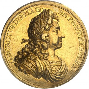 Giorgio I (1714-1727). Medaglia d'oro, Incoronazione del re il 20 ottobre 1714, opera di John Croker, colpo speciale (SP) 1714, Londra.