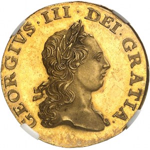 Georges III (1760-1820). Essai de la demi-guinée, 2e buste, par Richard Yeo, Flan bruni (PROOF) 1764, Londres.