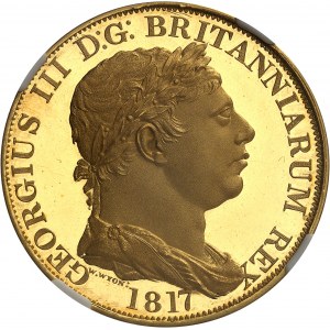 George III (1760-1820). Crown gold trial (crown) INCORRUPTA, by W. Wyon, Burnished blank (PROOF) 1817, London.