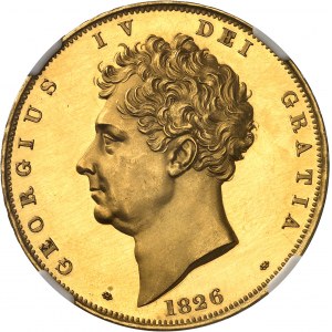 Jiří IV (1820-1830). 5 liber, leštěný flan (PROOF) 1826, Londýn.