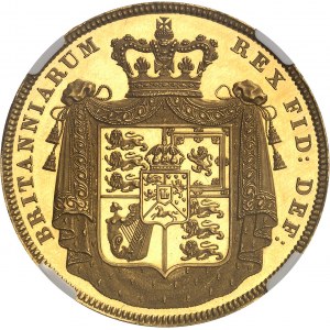Jiří IV (1820-1830). 5 liber, leštěný flan (PROOF) 1826, Londýn.