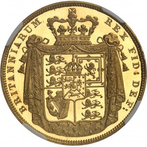 Giorgio IV (1820-1830). Saggio da 2 sovrane (2 sterline) con bordo liscio, flan brunito (PROVA) 1825, Londra.