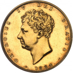 Giorgio IV (1820-1830). Prova del dritto unilaterale di 2 sterline, flan brunito (PROOF) 1824, Londra.