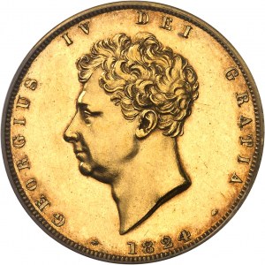 Georg IV (1820-1830). Einheitlicher Versuch der Vorderseite von 2 Pfund, Gebräunter Zuschnitt (PROOF) 1824, London.