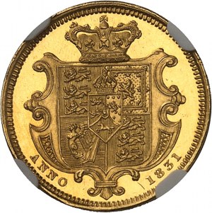 William IV (1830-1837). Half-sovereign, small module, burnished flan (PROOF) 1831, London.