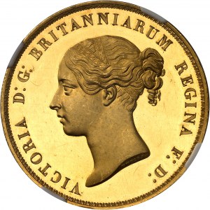 Viktorie (1837-1901). 5 liber Una a lev, 6 svitků a 11 listů, leštěný flan (PROOF) 1839, Londýn.