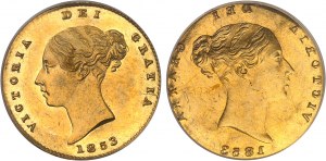Victoria (1837-1901). Paire de demi-souverain en frappes incuses, avers et revers [#6] 1853 et [1863-1880], Londres.