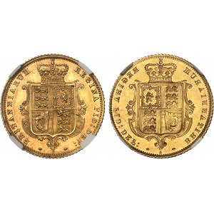 Victoria (1837-1901). Pair of half-sovereigns in incuse strikes, obverse and reverse [#6] 1853 and [1863-1880], London.