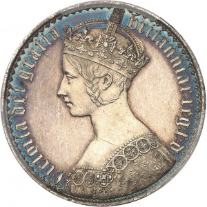 Victoria (1837-1901). Crown ou couronne gothique, Flan bruni (PROOF) 1847, Londres.