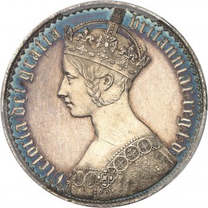 Viktorie (1837-1901). Koruna nebo gotická koruna, leštěný flanel (PROOF) 1847, Londýn.