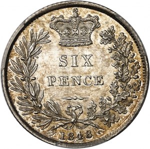 Vittoria (1837-1901). 6 pence 1848/6, Londra.
