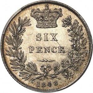 Vittoria (1837-1901). 6 pence 1848/6, Londra.