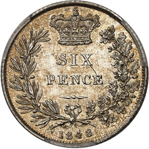 Victoria (1837-1901). 6 pence 1848/6, London.