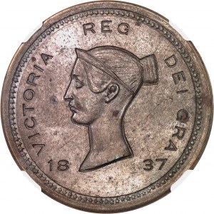 Victoria (1837-1901). Prüfung der Krone (crown) von Bonomi, Bronze, mit nicht fertiggestellten Ecken und glattem Rand 1837 [1893], London (Pinches).