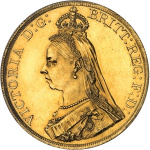 Vittoria (1837-1901). 5 sterline, Giubileo della Regina 1887, Londra.