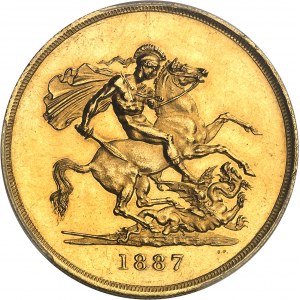 Victoria (1837-1901). 5 livres (5 pounds), jubilé de la Reine 1887, Londres.