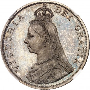 Viktorie (1837-1901). Dvojitý florin (4 šilinky), královnino jubileum, leštěný flan (PROOF) 1887, Londýn.