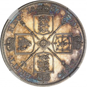 Viktorie (1837-1901). Dvojitý florin (4 šilinky), královnino jubileum, leštěný flan (PROOF) 1887, Londýn.