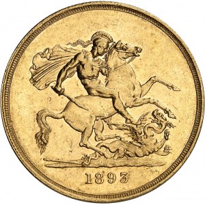 Vittoria (1837-1901). 5 sterline 1893, Londra.