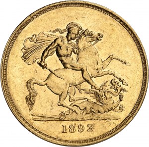 Victoria (1837-1901). 5 pounds 1893, London.