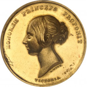 Viktorie (1837-1901). Zlatá medaile, královnina cena Winchester College, autor Benjamin Wyon, s atribucí Lionel Pigot Johnson 1885, Londýn.