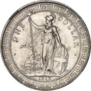 Hong Kong, Singapore e Malesia (Insediamenti dello Stretto). Dollaro commerciale 1912, Bombay.