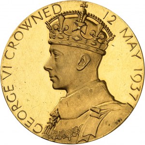 Giorgio VI (1936-1952). Medaglia d'oro, Incoronazione di Re Giorgio VI ed Elisabetta, di Percy Metcalf, Sciopero speciale (SP) 1937, Londra.