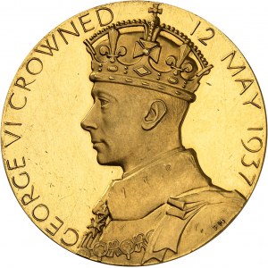 Jiří VI (1936-1952). Zlatá medaile, Korunovace krále Jiřího VI. a Alžběty, Percy Metcalf, Special strike (SP) 1937, Londýn.