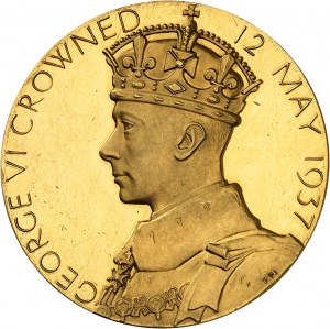 Georges VI (1936-1952). Médaille d’Or, couronnement du Roi Georges VI et d’Élisabeth, par Percy Metcalf, Frappe spéciale (SP) 1937, Londres.
