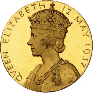 Jiří VI (1936-1952). Zlatá medaile, Korunovace krále Jiřího VI. a Alžběty, Percy Metcalf, Special strike (SP) 1937, Londýn.