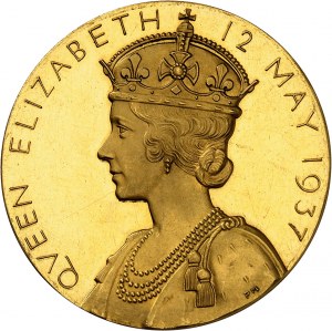 Giorgio VI (1936-1952). Medaglia d'oro, Incoronazione di Re Giorgio VI ed Elisabetta, di Percy Metcalf, Sciopero speciale (SP) 1937, Londra.