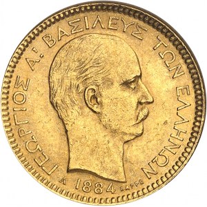 Georges Ier (1863-1913). 20 drachmes Or 1884, A, Paris.