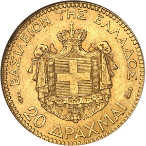 Jerzy I (1863-1913). 20 drachm w złocie, 1884, A, Paryż.